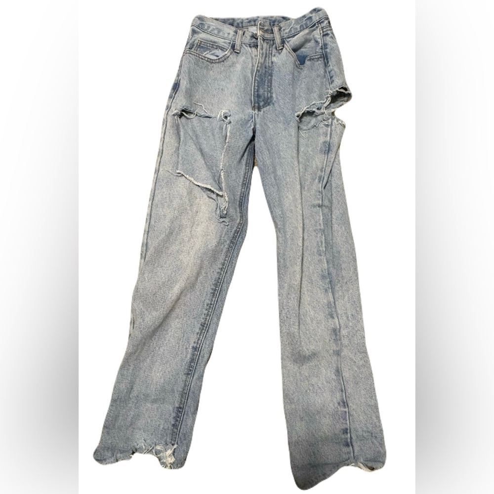 (John Galt/Brandy Meville) Denim Light Ripped Distressed Baggy Jeans: Size Small